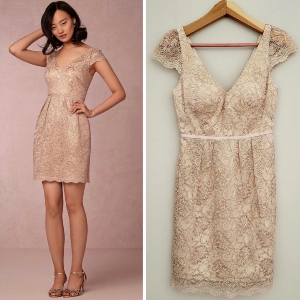 Anthropologie BHLDN Jenny Yoo Beckett Lace Sheath Dress Women's Size 2